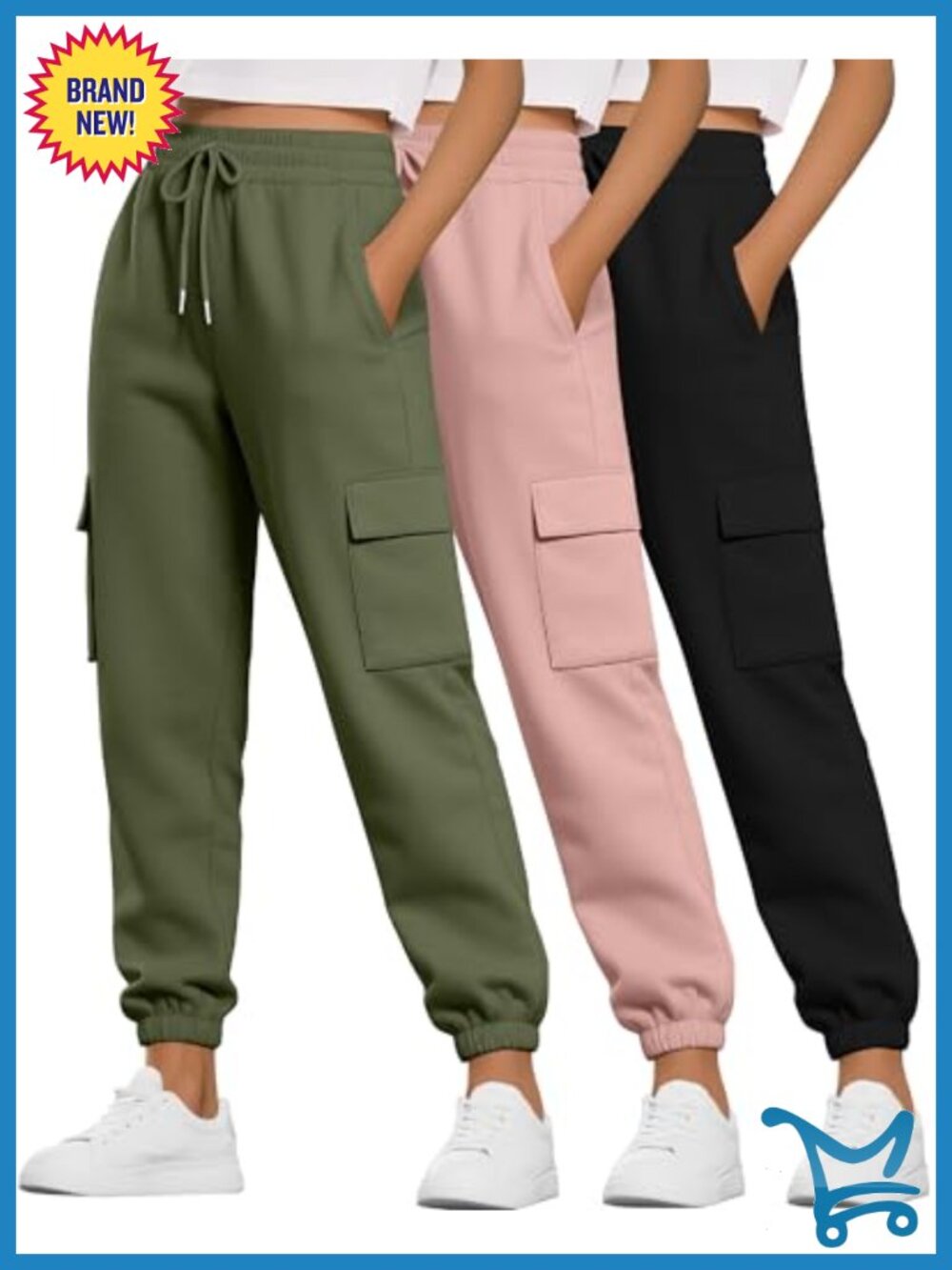 Women's Cargo Sweatpants Joggers with Pockets 3 Pack